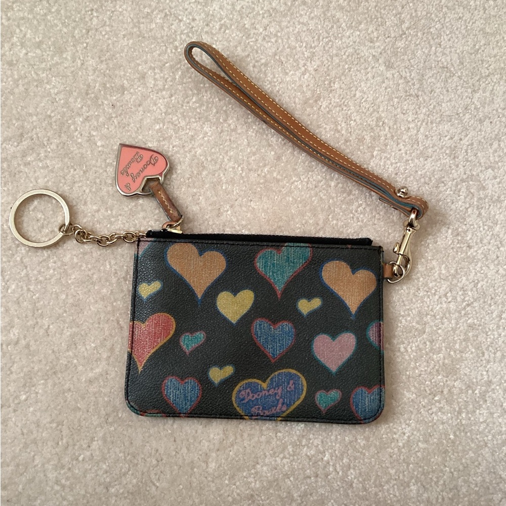 Women's Dooney & Bourke One Size Heart Print Wristlet Brown Multi-color